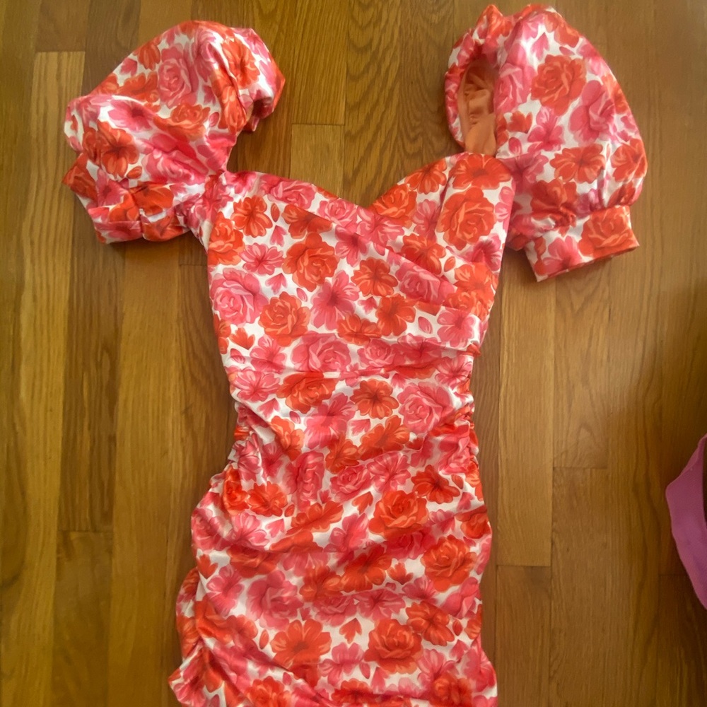 OH POLLY FLORAL PUFF SLEEVE DRESS SHORT